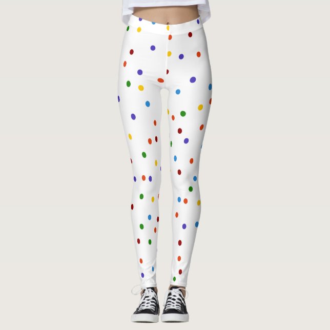 Legging Bolinhas de Pontos Arco-Íris Confetti Branco (Frente)