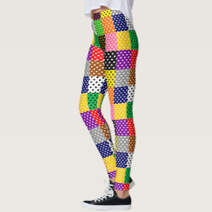 Legging Bolinhas de Quilt de Patchwork Multicolor
