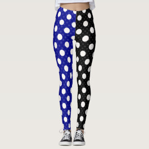 Legging Bolinhas de separação de dois tons pretos azuis