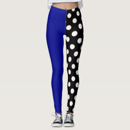 Legging Bolinhas de separação de dois tons pretos azuis