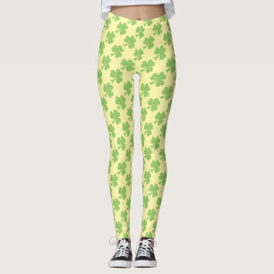 Legging Bolinhas de Shamrock verde. Amarelo do dia de Patr
