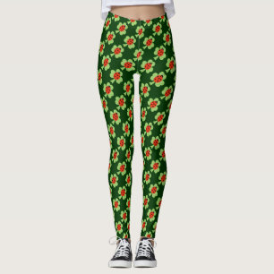 Legging Bolinhas de Shamrock Verde Padrão Ladybug Ladybird