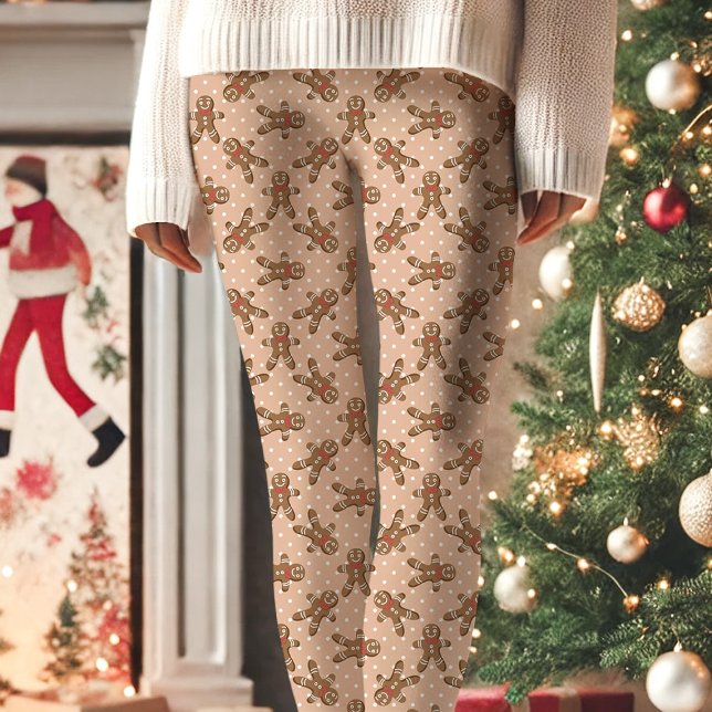 Legging Bolinhas do Homem de Gingerpão castanho no Natal (Criador carregado)