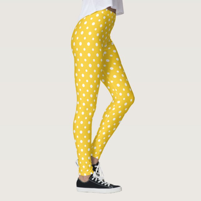 Legging Bolinhas enormes brancas no amarelo a personalizar (Direita)