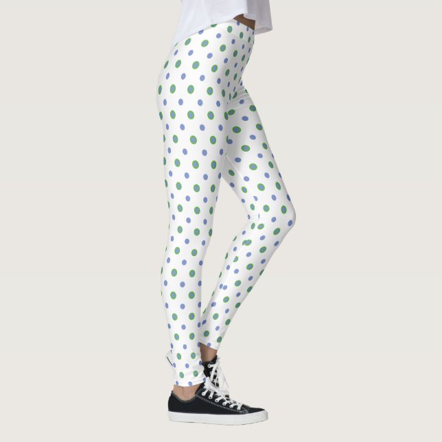 Legging Bolinhas grandes azuis e verdes em branco para per (Direita)