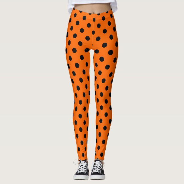 Legging Bolinhas laranja e preta (Frente)