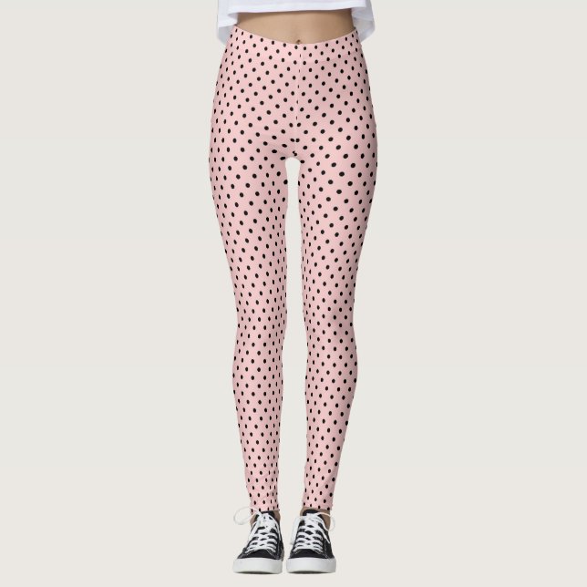 Legging Bolinhas preta rosa (Frente)