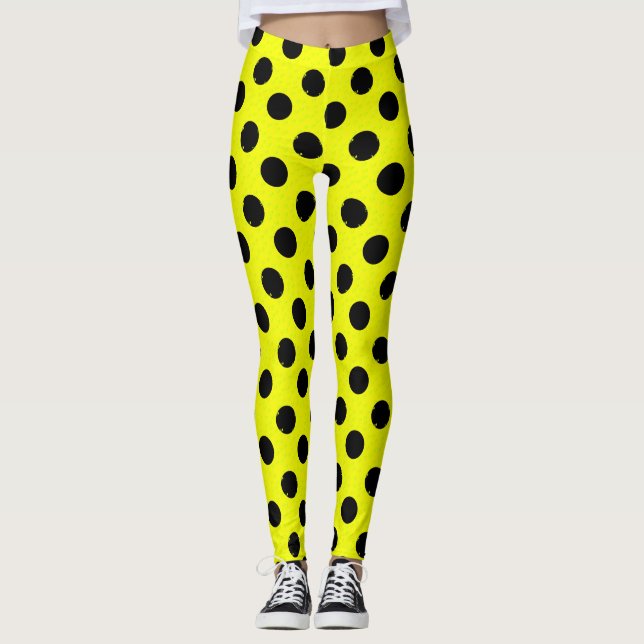 Legging Bolinhas Pretas Amarelas (Frente)