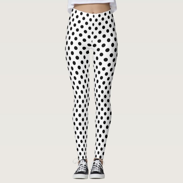 Legging Bolinhas pretas em fundo branco (Frente)