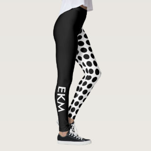 Legging Bolinhas preto e branco corajosas e monograma