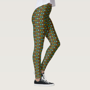 Legging Bolinhas Retro Aqua, Verde e Castanho