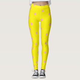 Legging Bolinhas rosa em amarelo