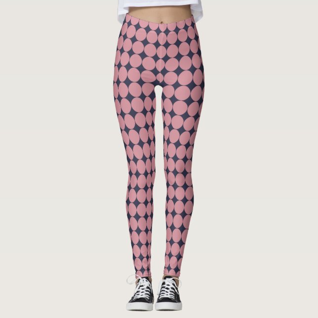 Legging Bolinhas rosa Na moda moderna (Frente)