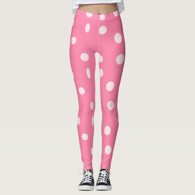 Legging Bolinhas rosa pálidas a rosa (Frente)