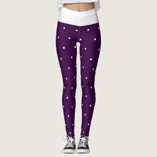 Legging Bolinhas roxas escuras e brancas