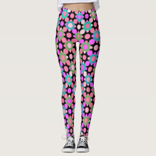 Legging Bolinhas sobrepostas em preto rosa e verde BG