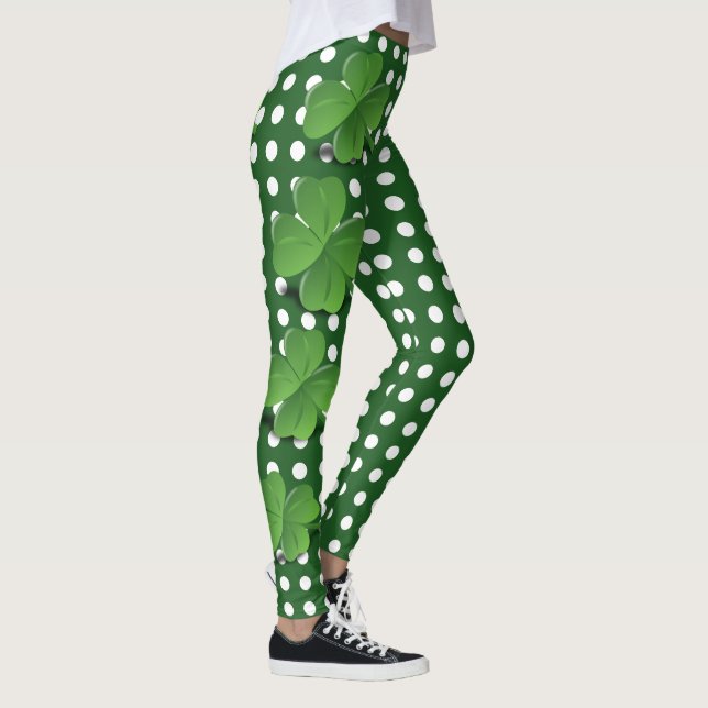 Legging Bolinhas verde de Shamrock de Dia de São Patrício  (Direita)