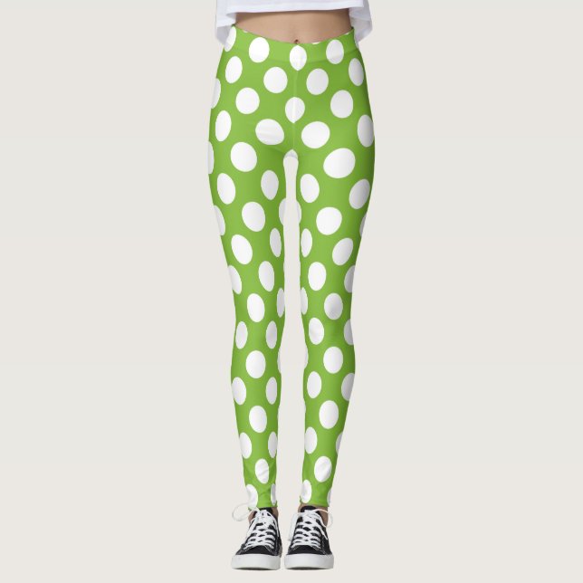 Legging Bolinhas verdes e brancas (Frente)