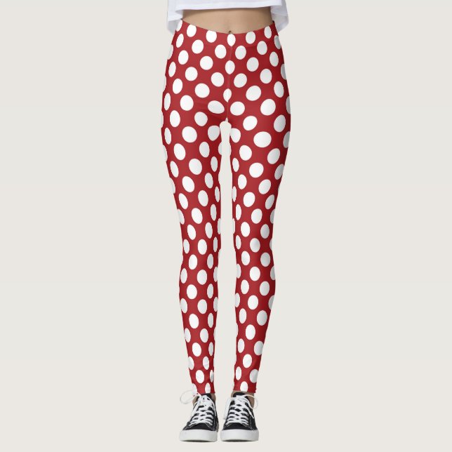 Legging Bolinhas Vermelhas, Padrão de Bolinhas, Pontos, Po (Frente)
