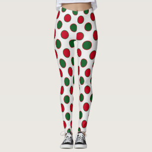 Legging Bolinhas Vermelhos De Natal Em Branco