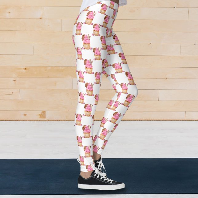 Legging Bolo de água rosa com padrão de chocolate (Criador carregado)