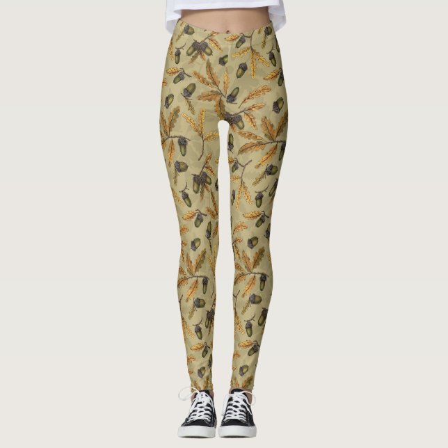Legging Bolotas e folhas de carvalho em névoa (Frente)