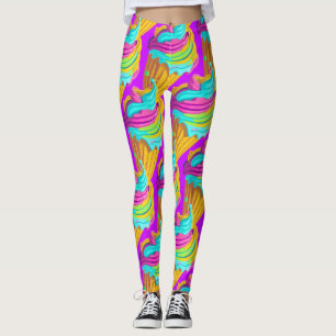 Legging Boneca Bonita Rapariga Neon Pink Dessert Púrpura