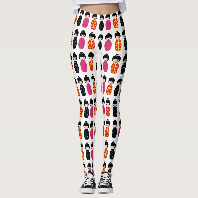 Legging Bonecas tradicionais Kokeshi Geisha (Frente)