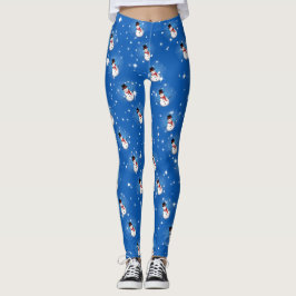 Legging Boneco de Neve Divertido com Chapéu Preto e Cachec
