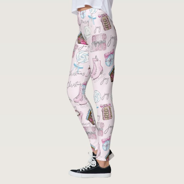 Legging Bonita Girly Watercolor Rosa Natal (Esquerda)