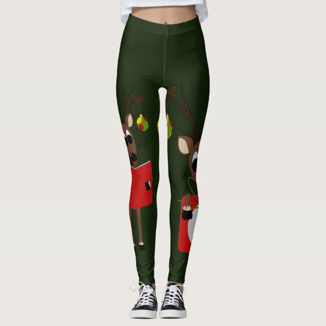 Legging Bonita Reindeer de Natal (Frente)