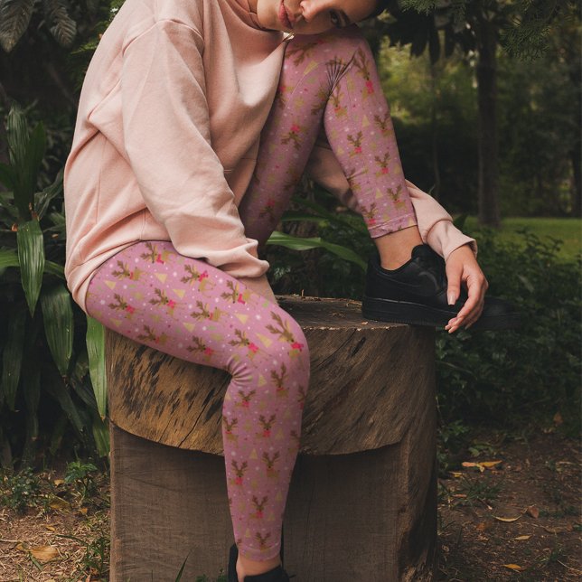 Legging Bonita Reindet Rosa De Natal Calça De Panjama (Criador carregado)