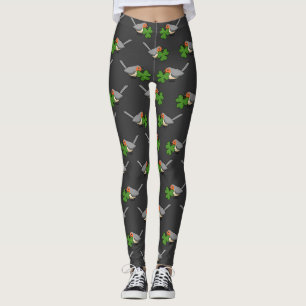 Legging Bonita Robin com o Cartoon Shamrock Clover