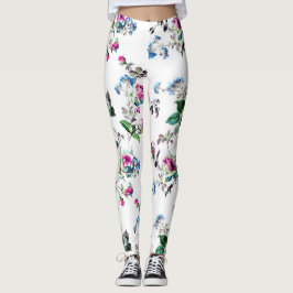 Legging Bonita rosa rosa rosa e patas floreais de flores a