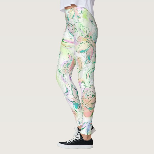 Legging Bonitas Rosas pintadas à mão (Esquerda)