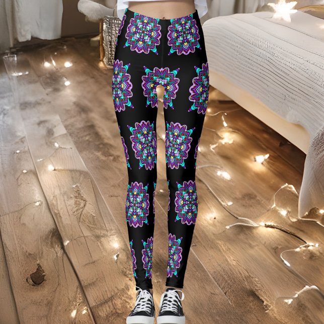 Legging Bonito Colorida Roxo Mandala Mística (Criador carregado)