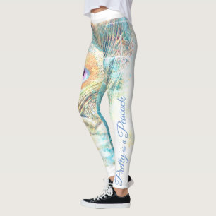 Legging Bonito como caneleiras de um pavão