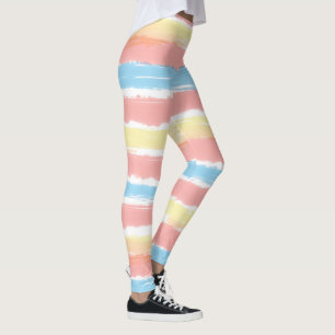Legging Bonito Cor-de-rosa - Estrias Azuis Amarelas