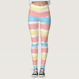 Legging Bonito Cor-de-rosa - Estrias Azuis Amarelas
