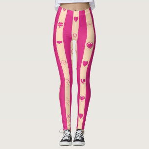 Legging Bonito Coração Moderno Cinza Rosa Quente