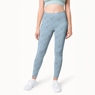 Legging Bonito Ditsy FLoral Blue Patterna Watercolor