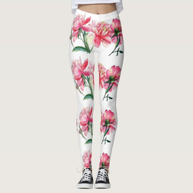 Legging Bonito em calças de yoga cor rosa (Frente)