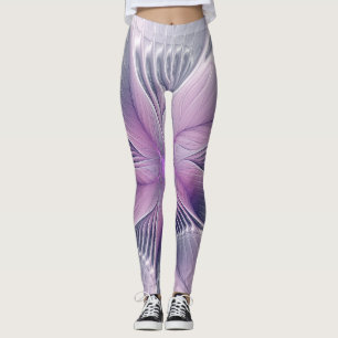 Legging Bonito Flor Rosa Moderna Abstrato de Arte Fractal