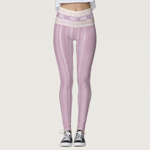 Legging Bonito Girlie Lilac Design Lace Border Yoga