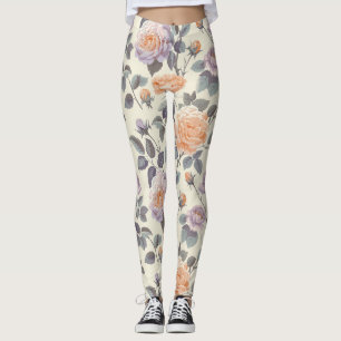 Legging Bonito lilac mole e design floral laranja