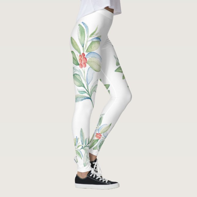 Legging Bonito Natal Vermelho e Verde Holly (Direita)