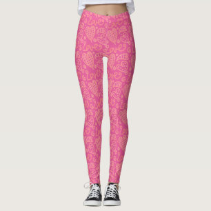 Legging Bonito padrão cardíaco desenhado à mão