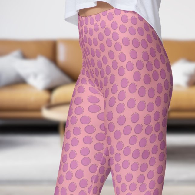 Legging Bonito padrão de Bolinhas rosa e Mauve (Gorgeous Mauve and Pink Polka Dot Pattern Leggings)