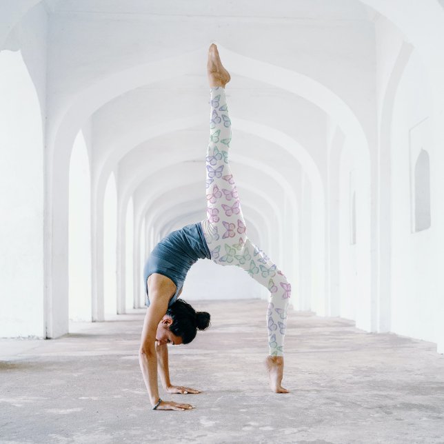 Legging Bonito Padrão de Borboleta de Pastel Bonito no Ver (Criador carregado)