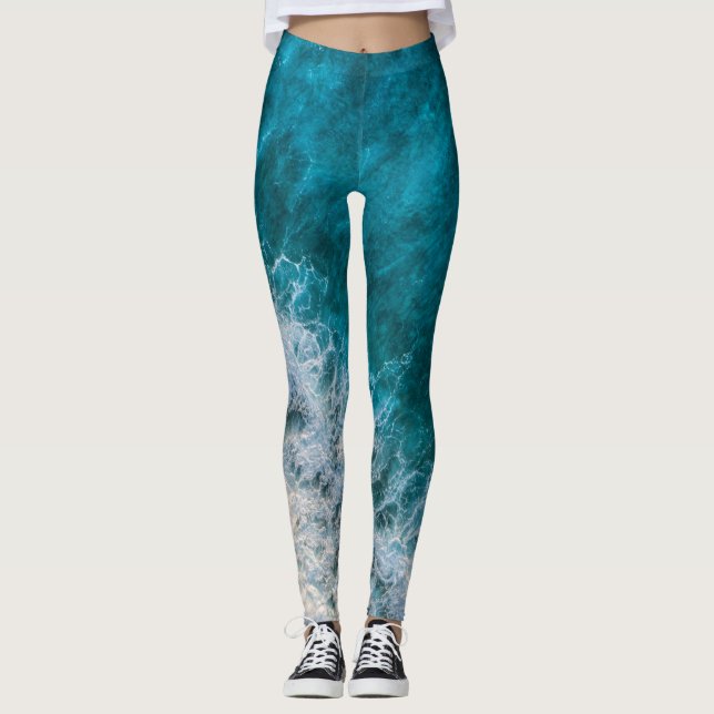 Legging Bonito paisagem de praia (Frente)